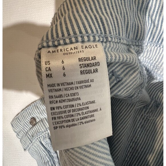 American Eagle Womens Super High Rise Baggy Wide Leg Pants Sz 6 Striped Coastal - Picture 11 of 15